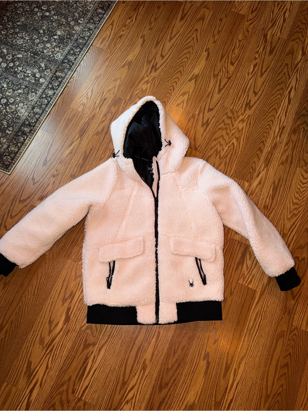 Spyder Girls' Light Pink Sherpa Hooded Puffer Jacket